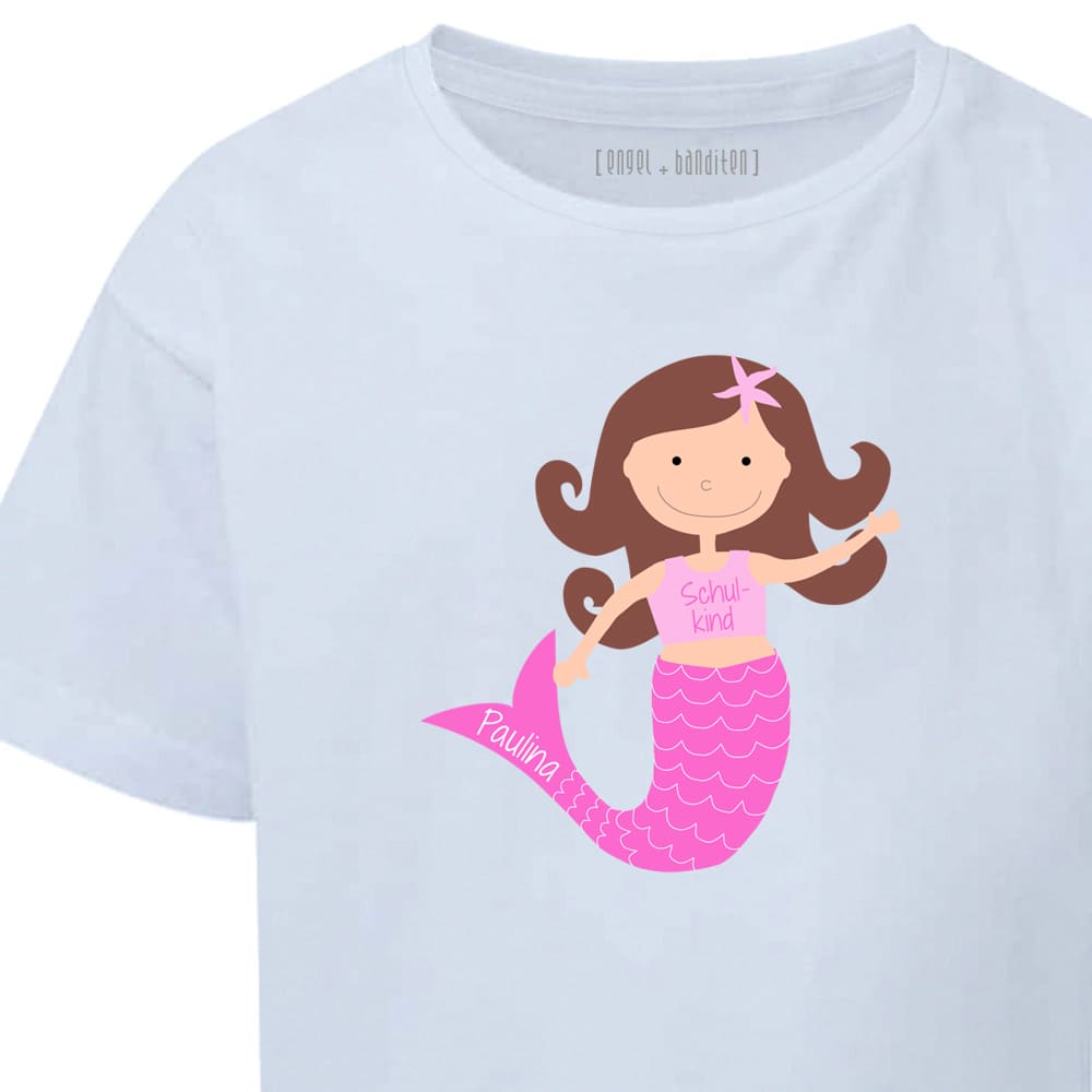 SpecialMe Mädchen T-Shirt Schulkind - Personalisiertes Einschulungs Shirt Mit Meerjungfrau